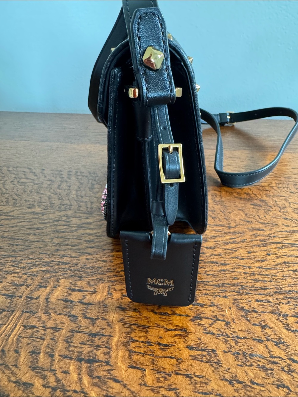 MCM Patricia Embellished Black Leather Crossbody/Shoulder Bag - Limited Edition - Picture 5 of 10